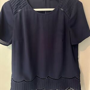 Daniel Rainn Blue Boxy Embellished Blouse